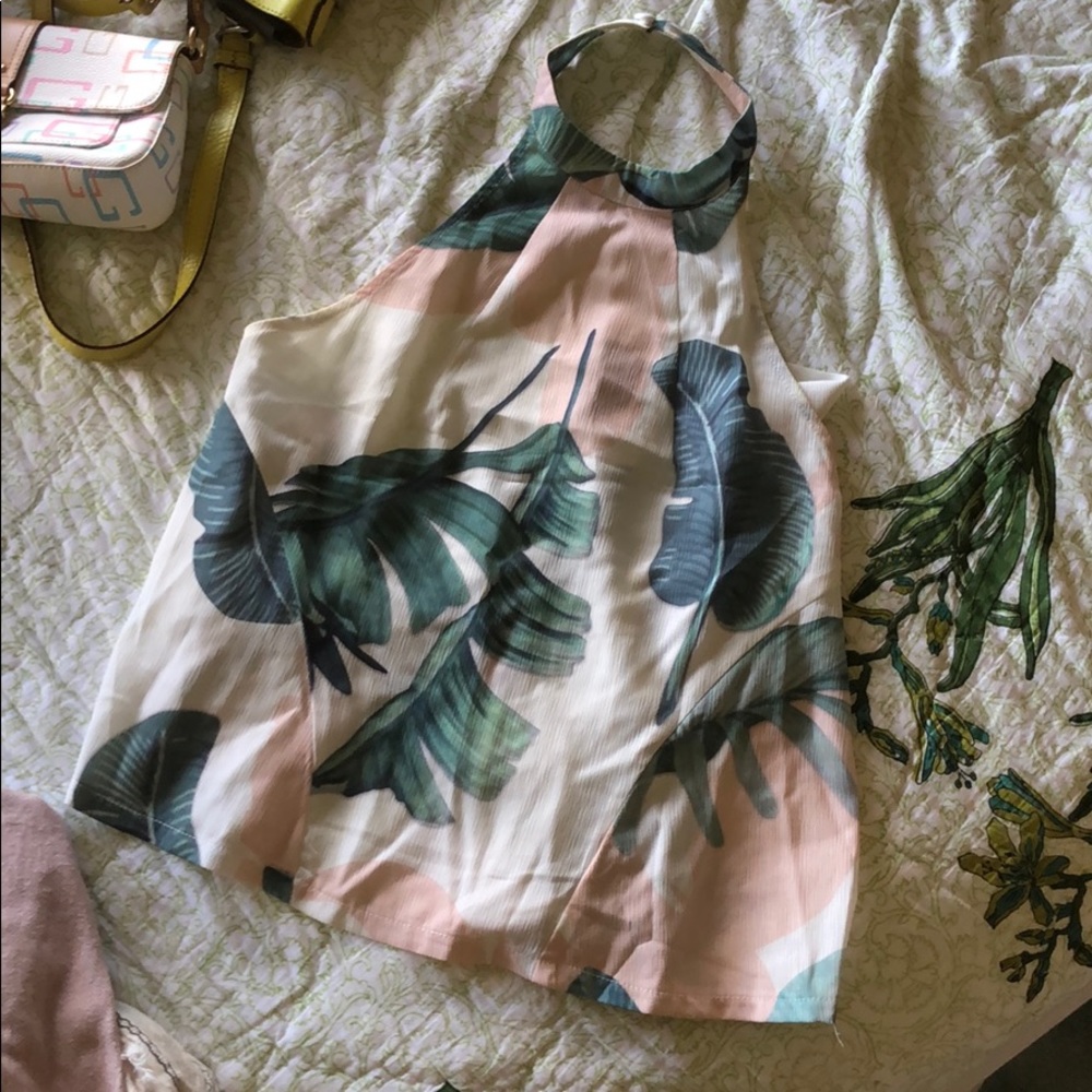 Tropical floral halter top